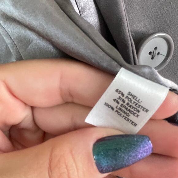 FRENCHI gray scrunch sleeve classic 1 button career office blazer jacket - Picture 5 of 6